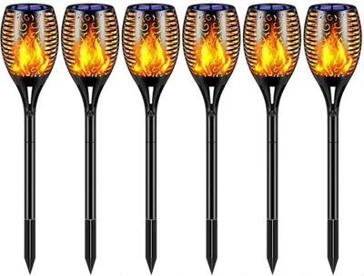 Produktbild von 96 LEDs Solarleuchten garten außen, 6 Stücke Solar Flammenlicht mit Wasserdichte IP65, Automatische Ein/Aus für Garten, Hof, Balkon, Auffahrt, Weg