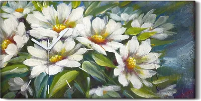 Produktbild von Leinwand Wanduhr Wandkunst Uhr Geräuschlos 60x30 Gemälde Blumen Pflanzen Kunst - weiße Hände