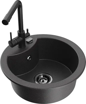 Produktbild von Mexen Diego 1-Becken-Granit-Spüle mit Mischbatterie Duero, Schwarz gesprenkelt - 6512-76-671600-70-B