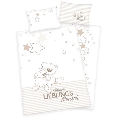 Produktbild von Herding ( Baby Best ) "Kleiner Lieblingsmensch" Bio-Bettwäsche /  Babybettwäsche / Kleinkinderbettwäsche, 100% Baumwolle ( Renforcé ), 40x60 + 100x135 cm