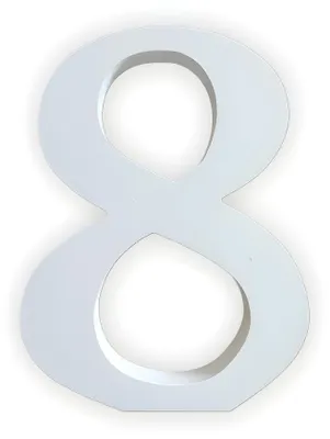 Imagen del producto de Letra "8" de madera, color blanco, aproximadamente 20 cm de alto, 1,8 cm de grosor