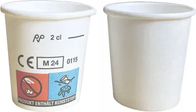 Produktbild von 120x Schnapsbecher Shotbecher Stamperl Pappbecher weiß mit Eichstrich 2cl 20ml