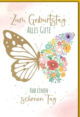 Produktbild von Geburtstag Schmetterling mit Blüten hab einen schönenTag Glückwunschkarte mit Umschlag
