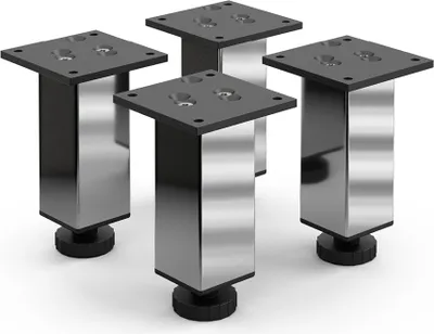 Produktbild von 4er Set sossai Höhenverstellbare Aluminium Möbelfüße 120mm in Chrom Schrankfüße Sockelfüße