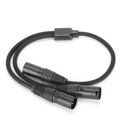Zdjęcie produktu dla Przewód adaptera audio, linia rozdzielacza audio, przewód audio typu Y, kabel męski XLR do podwójnego męskiego XLR, kabel zbalansowany adaptera audio, zasilacz adaptera audio