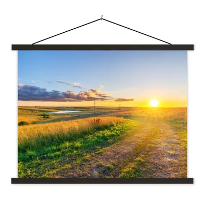 Produktbild von MuchoWow® Textilposter Sonne - Natur - Landschaft 40x30 cm mit schwarzem Rahmen - Dekorationen