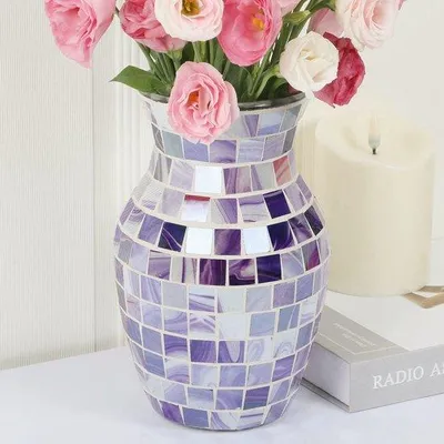Obrázok produktu pre Fialová sklenená váza v štýle boho na výzdobu stola, do obývačky alebo spálne
