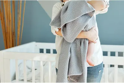 Produktbild von KraftKids Babydecke Musselin grau Punkte