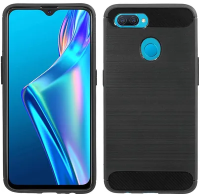 Obrázek produktu pro Silikonové pouzdro Bumper Carbon kompatibilní s Oppo A12 Case TPU Soft Mobile Phone Case Cover Protective Cover Black