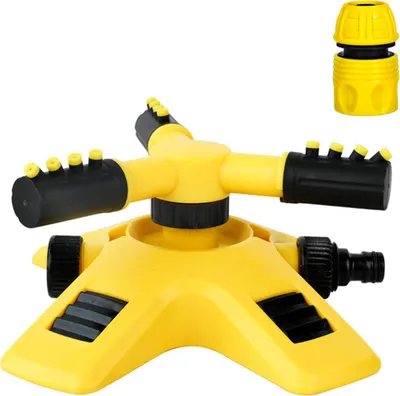 Produktbild von Automatischer Gartensprinkler, 360-Grad-Drehwassersprinkler, 3-armiger, verstellbarer Sprinkler, Gartenschlauchaufsatz für die Rasenbewässerung im Hof