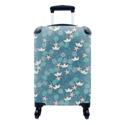 Produktbild von MuchoWow® Koffer Handgepäck Trolley Rollkoffer Kleine Reisekoffer mit 4 Rollen - Muster - Strand - Meer - Cabin Size < 55x40x23 cm & 55x40x20 cm - Fotokoffer - Kabinenkoffer - Boardgepäck - Reise-Box - Reisekoffer - Reisegepäck - Koffer mit Bild - Trolley für Kinder