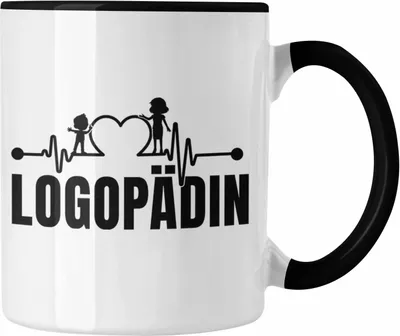 Produktbild von Trendation - Logopädin Herzschlag Tasse Geschenk Logopädie Logopäde (Schwarz)