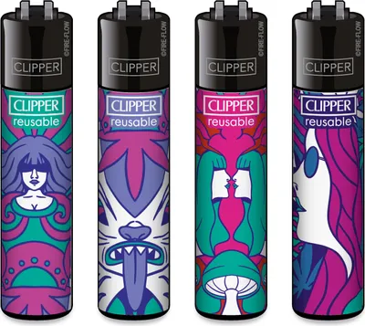Produktbild von Clipper® Feuerzeuge 4er Set: Hippie Hemp