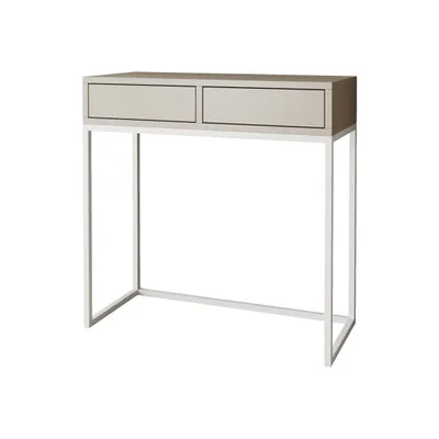 Produktbild von BEAUTYSOFA | Konsolentisch LANGO 80 cm - Konsole mit 2 Schubladen, Schminktisch, Kaschmir mit Metallbeine in Weiß