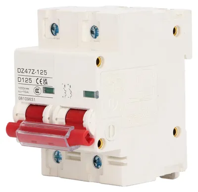 Immagine prodotto di Interruttore di potenza CC, protezione da cortocircuito, installazione su guida, PV 2P, 1000 V, 125 A, interruttore rosso