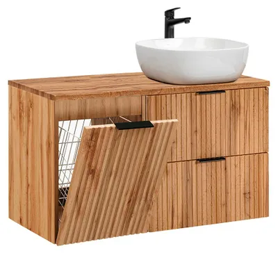 Produktbild von Waschtisch 100.8cm Adriel mit 2 Schubladen, Holzoptik