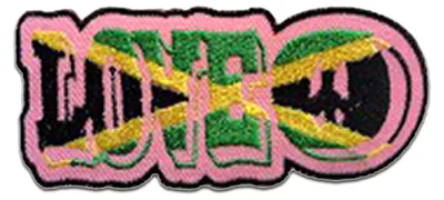 Produktbild von Love Liebe Reggae - Aufnäher, Bügelbild, Aufbügler, Applikationen, Patches, Flicken, Zum Aufbügeln, Größe: 9,5 x 4 cm