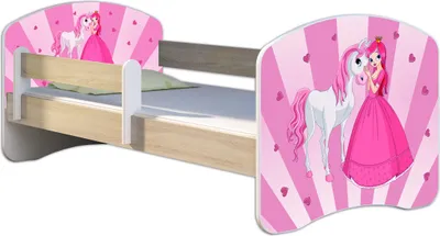 Produktbild von ACMA Jugendbett Kinderbett Junior-Bett Komplett-Set mit Matratze Lattenrost und Rausfallschutz Sonoma 08 Princess 160x80
