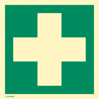 Zdjęcie produktu dla moedel® 600236403 Pierwsza pomoc, ISO 7010, plastik fotoluminescencyjny, 14,8x14,8 cm