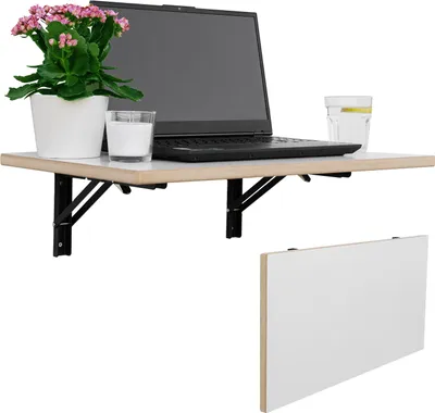 Produktbild von Stabiler Wandklapptisch aus Massivholz: Platzsparender, Faltbarer Küchentisch und Schwebender Schreibtisch, Langlebiger Klapptisch