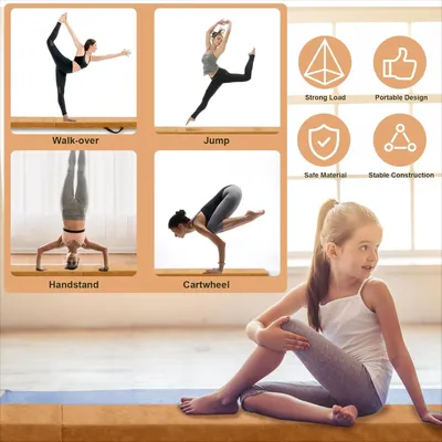 Imagen del producto de Banco de gimnasia plegable, 180 cm, de espuma, para niños, para ejercicios de equilibrio