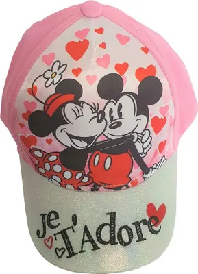 Immagine prodotto di Disney Minnie Mouse con Topolino, berretto glitterato, berretto da baseball, berretto, Je t'adore, taglia 54 in rosa, 100%