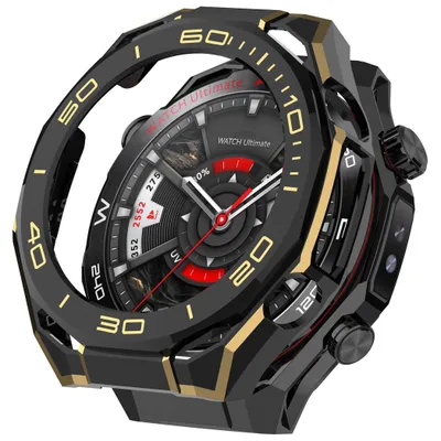 Produktbild von Smartwatch Hülle + Schutzglas für Huawei Watch Ultimate 2 Cover Schwarz Gold