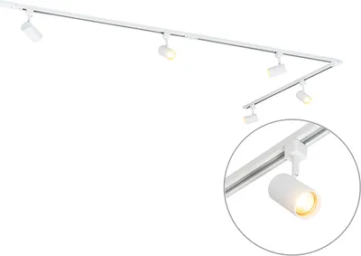 Zdjęcie produktu dla Qazqa track system 102489 Oświetlenie szynowe 5 punktów LED GU10 białe aluminium