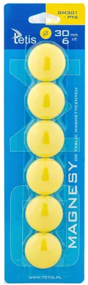 Obrázek produktu pro Magnesy do tablic Tetis żółte gładkie 30 mm