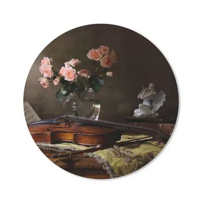 Produktbild von MuchoWow® Mauspad Mousepad Geige - Stilleben - Blumen 50x50 cm - Mousepads - Maus Mat - Pad - Mausunterlage - Vinyl