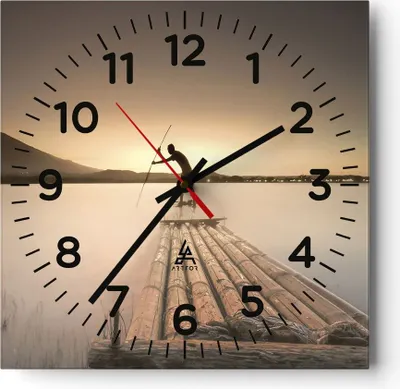 Produktbild von Wanduhr - Quadrat - Glasuhr - Floß Westen die Sonne - 30x30cm - Schleichendes Uhrwerk - Lautlos - zum Aufhängen bereit - Dekoration Modern - Wanddekoration aus Glas - C4AC30x30-4353