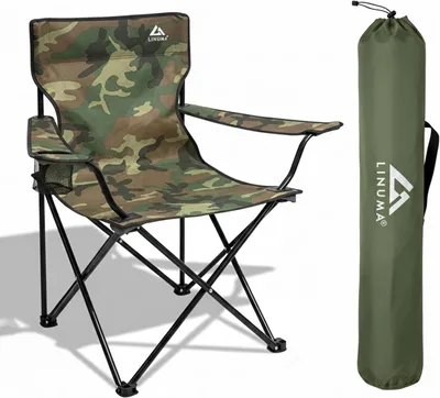 Produktbild von Faltstuhl Camouflage, 1 Person, mit Getränkehalter und Tragetasche, für Camping