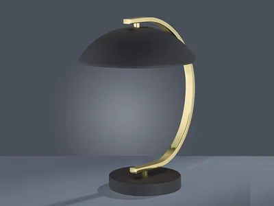 Produktbild von Design Tischleuchte RETRO 1 flammig Metall Schwarz / Messing Höhe 35cm Ø25cm