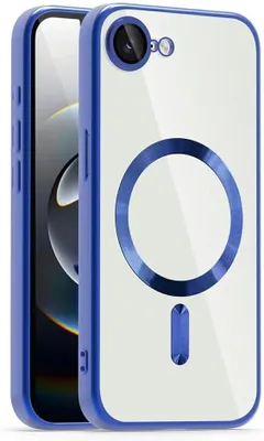 Immagine prodotto di Custodia MagSafe per Apple iPhone 17e/16e - Cover posteriore Phonesta Luxury Crystal Trasparentee protezione della fotocamera - Trasparente/Blu scuro