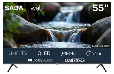 Produktbild von SABA SA55Z1QU QLED Fernseher 55 Zoll Smart TV webOS 4K UHD Auflösung HDR Triple-Tuner Bluetooth 2026