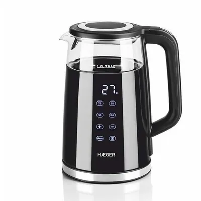 Productafbeelding van Haeger EK-DIG.028A, 1,7 liter, 2200 W, zwart, roestvrij staal, transparant, glas, roestvrij staal, verstelbare thermostaat, oververhittingsbeveiliging