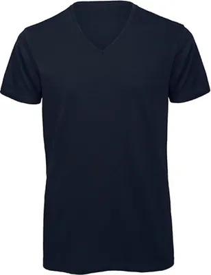 Produktbild von B&C TM044 | Herren V-Neck T-Shirt  / 100% Organic Baumwolle - Farbe: Navy - Größe: 3XL