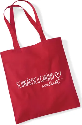 Produktbild von Huuraa Jutebeutel Schwäbisch Gmünd verliebt 10 Liter Classic Red Baumwolle Tasche Geschenkidee