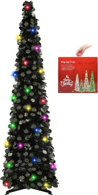 Produktbild von Künstlicher Weihnachtsbaum Pop Up Beleuchtet Weihnachtsdekoration 150 cm Schwarz