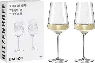 Immagine prodotto di Ritzenhoff Weißweinglas 2er Set Sonnenschliff 001, Kristallglas, 400 ml, R-8000003