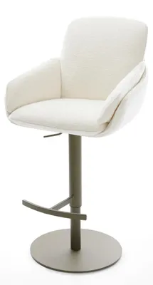 Produktbild von DELIFE Barstuhl Luan-Flex Bouclé Soft Beige Drehfuß höhenverstellbar Metall Titanfarben