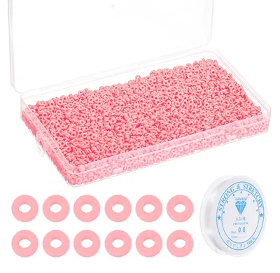 Image de Perles en argile - 4000 pièces, perles Heishi de 6 mm - Kit de fabrication de bijoux et de bracelets - Rose