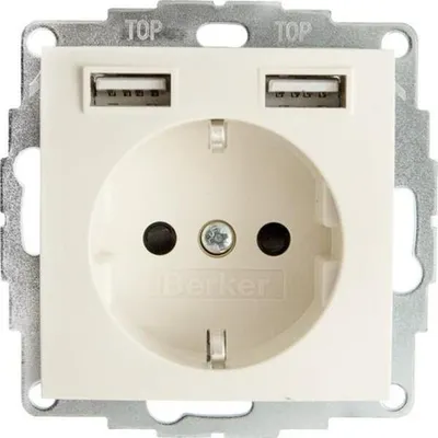 Obrázok produktu pre Berker 48038982, Type F + 2 x USB A, Biela, Termoplastik, IP20, 250 V, 16 A