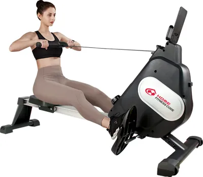 Zdjęcie produktu dla Home Fitness Wioślarz Code, składany wioślarz z wyświetlaczem LCD, wioślarz z 16 poziomami oporu magnetycznego, sprzęt fitness do 110 kg, czarny
