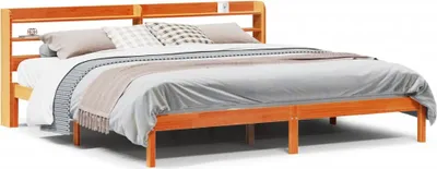 Produktbild von vidaXL Bettgestell mit Kopfteil ohne Matratze Wachsbraun 200x200 cm