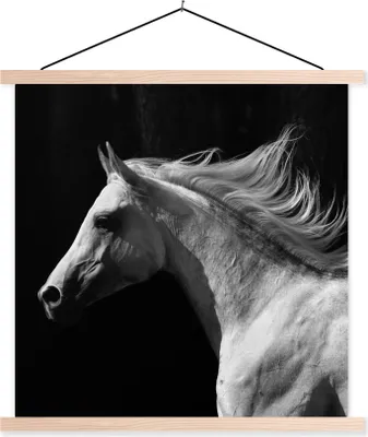 Produktbild von MuchoWow® Textilposter Pferde - Tiere - Porträt 60x60 cm mit holzfarbenen Rahmen - Wanddekoration