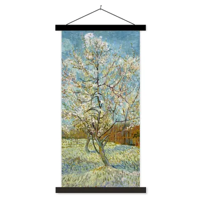 Produktbild von MuchoWow® Textilposter Blühender Pfirsichbaum - Vincent van Gogh 40x80 cm mit schwarzem Rahmen - Wandemalerei