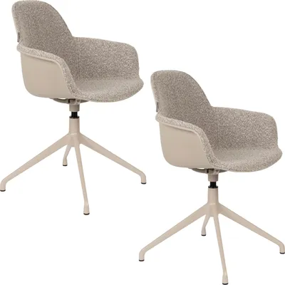 Produktbild von Zuiver Albert Kuip Swivel Esszimmerstuhl mit Armlehne Taupe - 2 er Set