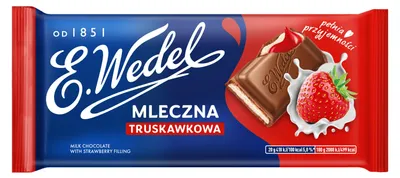 Zdjęcie produktu dla Wedel Czekolada mleczna Nadzienie Truskawkowe 100 g
