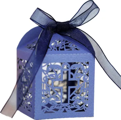 Image de 50 Packs de Boîtes de Faveur Croix, Boîtes De Faveur Baptême Et Rubans, Design Laser Cut Pour Les F?tes D'Anniversaire, Baby Shower, Bridal Showers